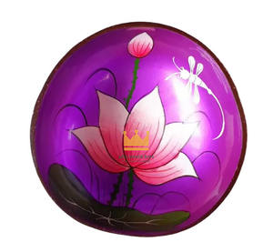 Bol en coquille de noix de coco laqué fait à la main, écologique, très vendu, motif de fleur de lotus, léger, durable, ustensiles de cuisine classiques - Product Image 3