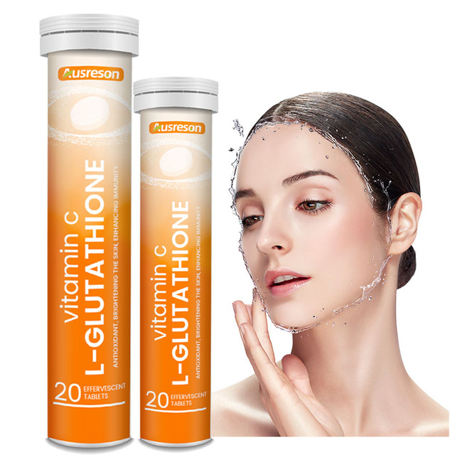 Ausreson OEM Vitamin c L-glutathione Tablets Skin Whitening Supplement Halal 1000mg Vitamin c L-glutathione Effervescent Tablets