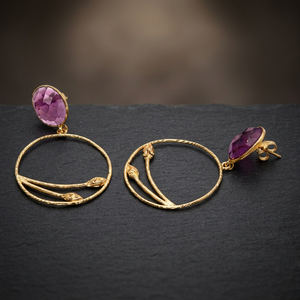 Boucles d'oreilles pendantes en argent sterling faites à la main avec pierres précieuses en quartz, style bohème tendance pour anniversaire - Product Image 2