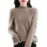 Pull jacquard standard à col roulé pour femme, style automne-hiver, nouvelle collection, maille ouverte, ODM/OEM