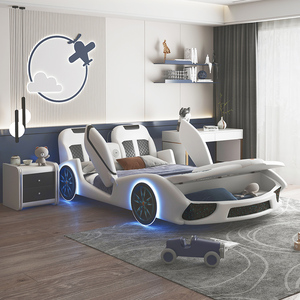 Juego <span class=keywords><strong>de</strong></span> Muebles Modernos <span class=keywords><strong>de</strong></span> <span class=keywords><strong>Madera</strong></span> para Dormitorio Infantil, para Niños y Niñas, Cama con Diseño <span class=keywords><strong>de</strong></span> Auto para Sala <span class=keywords><strong>de</strong></span> Estar - Product Image 1