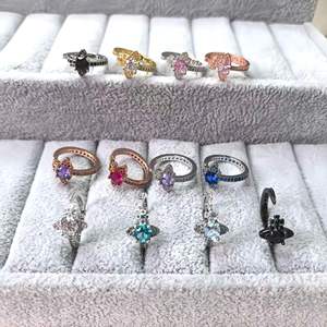 Anillo Orbital de Metal Líquido Edición Alta Saturno con Tungsteno, Anillo Orbital Ajustable de Apertura Completa con Incrustaciones de Circonita Blanca Súper Brillante - Product Image 4