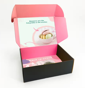 Scatola di ciambelle da forno personalizzate pacchetto di cartone rosa dolci da forno scatole di carta riciclabili biscotti con logo - Product Image 2