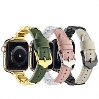 Bracelet de montre en céramique colorée et cuir véritable avec boucle à ardillon pour montres Series 10/9/8