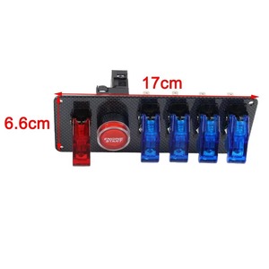 Car Modification 12V Five Position Racing Ignition Switch One Button Start Panel Blue 17cm x 6.6cm Aluminum Alloy Cyberpunk - Product Image 1