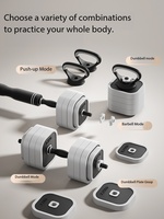 Équipement de fitness à domicile 4-en-1 réglable avec haltères, barres, kettlebells et support de pompes, avec disques de poids carrés recouverts anti-dérapants