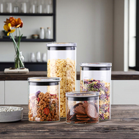 Ensemble de bocaux hermétiques en verre transparent 2025 pour la cuisine, pour une organisation efficace des produits secs, des noix, des pâtes