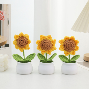 Girasole artificiale in vaso per la casa centrotavola intrecciato fiore artificiale <span class=keywords><strong>di</strong></span> girasole all'ingrosso - Product Image 3