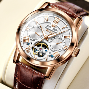 Relojes Mecánicos Automáticos Originales Olevs 6668, Manecillas Luminosas, Calendario Resistente al Agua, Reloj de Pulsera Tourbillon para Hombre, Montre, Relojes - Product Image 1