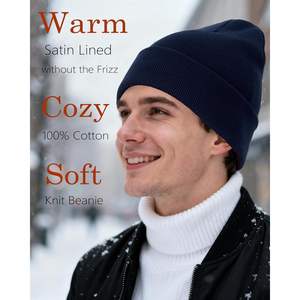 Gorro de Punto Personalizado, 100% Algodón, Forrado de Satén, Gorro Cálido de Invierno Unisex, Gorra Informal - Product Image 6