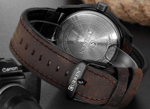 Reloj Deportivo de Cuarzo CURREN 8301 para Hombre con Correa de Cuero, Visualización de Fecha, Resistente al Agua, Reloj de Pulsera Informal para Negocios y Uso al Aire Libre - Product Image 5