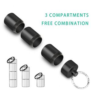 Boîte à pilules de poche en alliage d'aluminium, 3 compartiments, étanche, pour médicaments - Product Image 2
