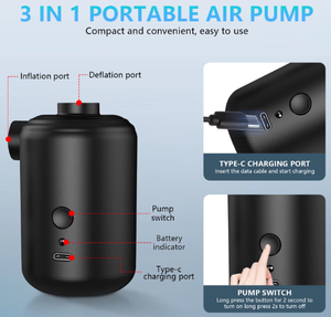 Compresor <span class=keywords><strong>de</strong></span> Aire Portátil, Mini Bomba <span class=keywords><strong>de</strong></span> Aire Manual Compacta, para Acampar al Aire Libre, Inflable, 3600mAh, 30-50 PSI, Plástico Resistente - Product Image 2