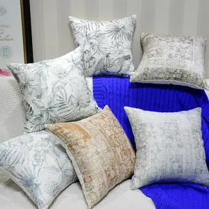 New Arrival Spring Floral Cotton Linen Throw Pillow Cover Plants Sublimated Pillow Covers