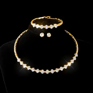 氧化锆独特项链珠宝套装折扣水晶新款时尚扭矩珠宝
