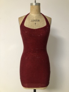 Vestido Mini Sexy Elástico con Cristales para Mujer, Venta al Por Mayor, para Fiestas y Clubes, Vestido Corto 2026 - Product Image 6