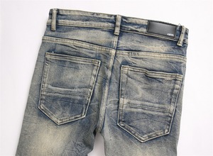 YUANBOFEI <span class=keywords><strong>Jeans</strong></span> da <span class=keywords><strong>Uomo</strong></span> di Alta Qualità, Slim Fit, a Zampa, in Denim Strappato con Borchie e Ricami, Design Vintage a Vita Media, Casual - Product Image 4