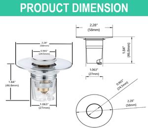 Tapón de <span class=keywords><strong>fregadero</strong></span> de baño multifuncional de 1,1 \ "1,6 \" <span class=keywords><strong>cesta</strong></span> cromada extraíble antiolor válvula anticucarachas Pop Drain - Product Image 5