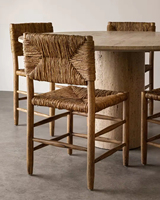 Chaise de salle à manger en rotin gazon naturel usine JP Mobilier de salon en bois massif Chaise de salle à manger en rotin tissage