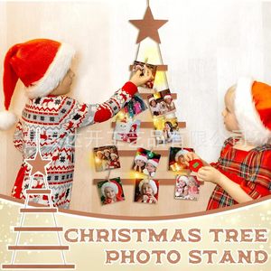Wooden Christmas Tree Photo Frame Wall Decoration Multi Tiered With Star <b>Battery</b> <b>Operated</b> For Christmas Party Decor - Product Image 3