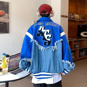 <strong>Men's</strong> Fleece Varsity Jacket Hip Hop Streetwear Windproof Eco-Friendly Turtleneck Embroidered Letter Pattern Casual Outerwear - Product Image 4