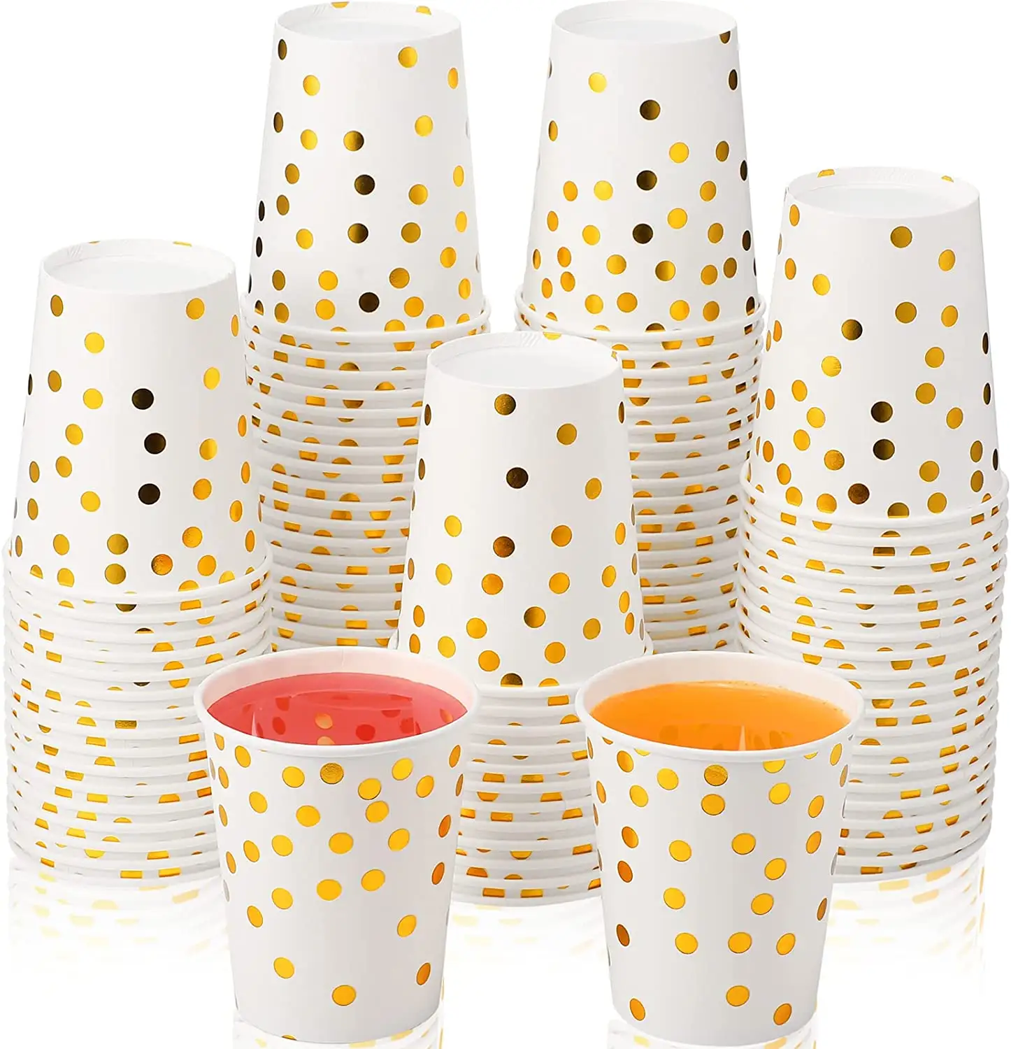 Одноразовые бумажные стаканчики для вечеринок, бумажные стаканчики из золотой фольги, ежедневные бумажные стаканчики в горошек для питьевой воды, ежедневные принадлежности