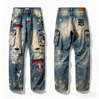 Jeans personnalisés en coton rétro brodés, nouvelle mode automne-été, coupe droite, jambes larges