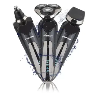 PRITECH Men Grooming Set Multifunción Impermeable Afeitadora eléctrica USB Recargable Afeitadora eléctrica Cara masculina 5W 3 en 1 Negro