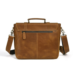 Bolso Bandolera de Cuero Crazy Horse para Hombre, Color Marrón Oscuro, Gran Capacidad, Resistente, Estilo Casual de Negocios - Product Image 4