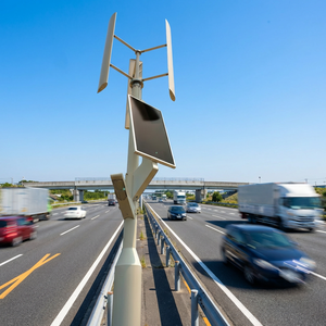 ไฟถนนโซลาร์เซลล์แบบไฮบริด HTY กำลังไฟ 50W 60W 80W 100W พร้อมเสาเหล็กเคลือบสีฝุ่น ทนทาน ใช้งานได้ยาวนาน 20 ปี - Product Image 1