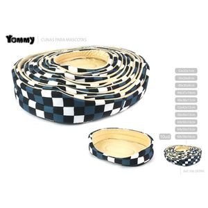 Cuccia per Animali Yommy con Motivo a Quadretti, da 32x22x7cm a 68x58x16cm, Forma Ovale per Cani e Gatti - Product Image 1