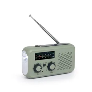 rádio sirene com manivela solar com lanterna para emergência