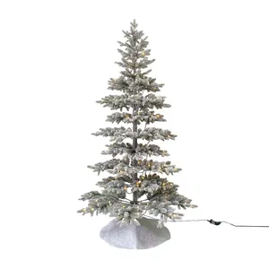LED Functional Christmas Pre-lit Tree Flocking 7.5ft PE/PVC Mixed Deluxe OEM Customized Style 4ft to 12ft