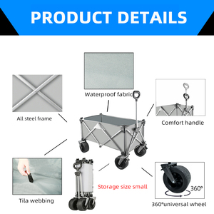 <strong>Collapsible</strong> <strong>Wagon</strong> Cart Folding Beach <strong>Wagon</strong> with Big All-Terrain Wheels Large Weight Capacity Heavy Duty Cart for Camping Garden - Product Image 5
