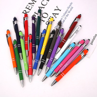 Stylo bille promotionnel en plastique à plumes, avec logo personnalisé, pour écrans tactiles en caoutchouc souple, plusieurs couleurs, pour téléphone portable