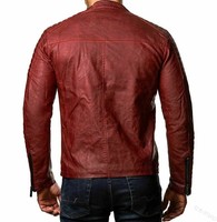 Veste en cuir PU matelassée coupe-vent pour homme, style motard, col montant, fermeture éclair