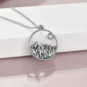 Collier pendentif Soleil de Montagne en Argent Sterling 925 avec Opale, Bijoux Fins pour les Amateurs d'Alpinisme - Product Image 4