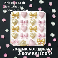 Kit de 20 ballons en aluminium en forme de cœur rouge, rose et or de 18 pouces pour la Saint-Valentin, les anniversaires et les mariages