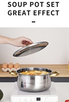 LOVFE Ensemble de 10 casseroles en acier inoxydable avec couvercles en verre - Ustensiles de cuisson à induction pour la cuisine - Marmites à soupe à double poignée