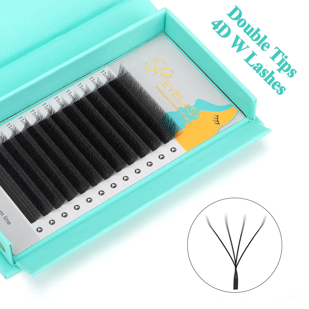 SP EYELASH Double Conseils 4D W Cils Volume Ventilateur Cils Individuels 0.07mm C D Curl 8-15mm 8D W Forme Extensions de Cils