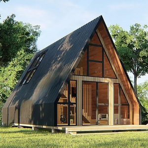 Modulare prefabbricata A doppio strato struttura in acciaio leggero A-Frame con soffitta triangolare Villa di lusso per <span class=keywords><strong>casa</strong></span> prefabbricata - Product Image 6