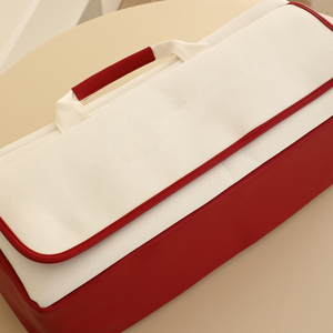 Tas bahu tali dapat disesuaikan, tas Mahjong, tas bahu tali dapat disesuaikan, tas ransel perjalanan tahan lama kanvas merah dan putih - Product Image 5