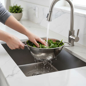 Accessoires pour la maison Gadgets Logo personnalisé Passoire à légumes perforée extra large ronde en acier inoxydable Passoires de cuisine - Product Image 2