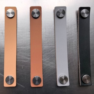 Simple Light Luxury Stainless Steel Furniture Handle Genuine Leather Invisible Anti-Collision Door Bedside Shoe Cabinet <b>Knobs</b> - Product Image 5