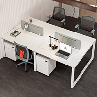 Poste de travail de bureau modulable pour 2 personnes, ensemble moderne et minimaliste avec armoire de rangement ignifuge, usage commercial pour quatre personnes