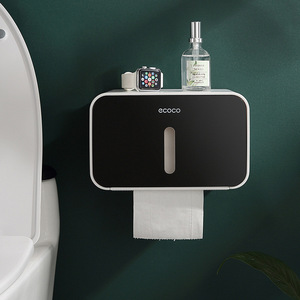 Ecoco Wall Mounted Toilet Paper Holder Touch Sensor Waterproof Storage Bathroom Tissue Box With Phone Stand - Product Image 3