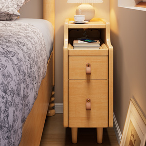 Solid Wood Bedside Table 20cm Ultra Narrow Nightstand With Storage <b>Drawer</b> Bedroom Furniture - Product Image 1