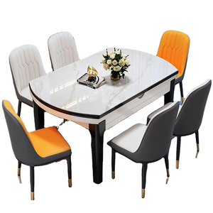 Combinación de mesa de comedor y silla Rock Board, moderna, simple, ligera, de lujo, plegable, mesa ajustable - Product Image 1