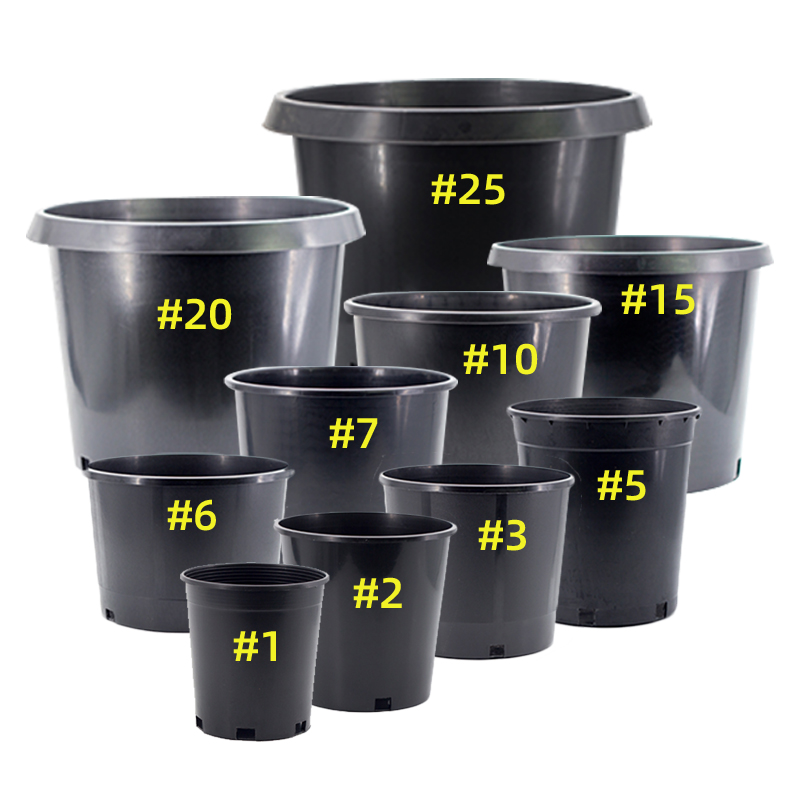 Promotion à bas prix Durable 1 à 25 gallons en plastique noir planteur plante fleur semis pots de pépinière