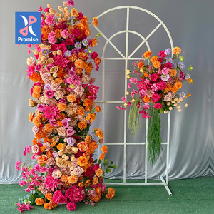 Arco di <span class=keywords><strong>Fiori</strong></span> Artificiali in Seta <span class=keywords><strong>Rosa</strong></span> e Gialla Fatto a Mano per Matrimoni, Natale e Capodanno Cinese - Product Image 1